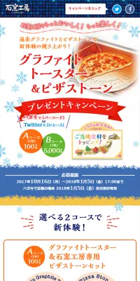 グラファイトトースター＆ピザストーン　プレゼントキャンペーンのLPデザイン（サービス・保険・金融／ゴールド系／キレイ系）スマホ版