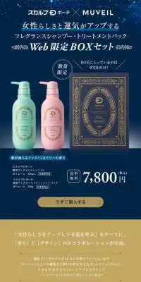 フレグランスシャンプー・トリートメントパックWeb限定BOXセットのLPデザイン（美容・スキンケア・香水／ブルー系／信頼・安心系）PC版