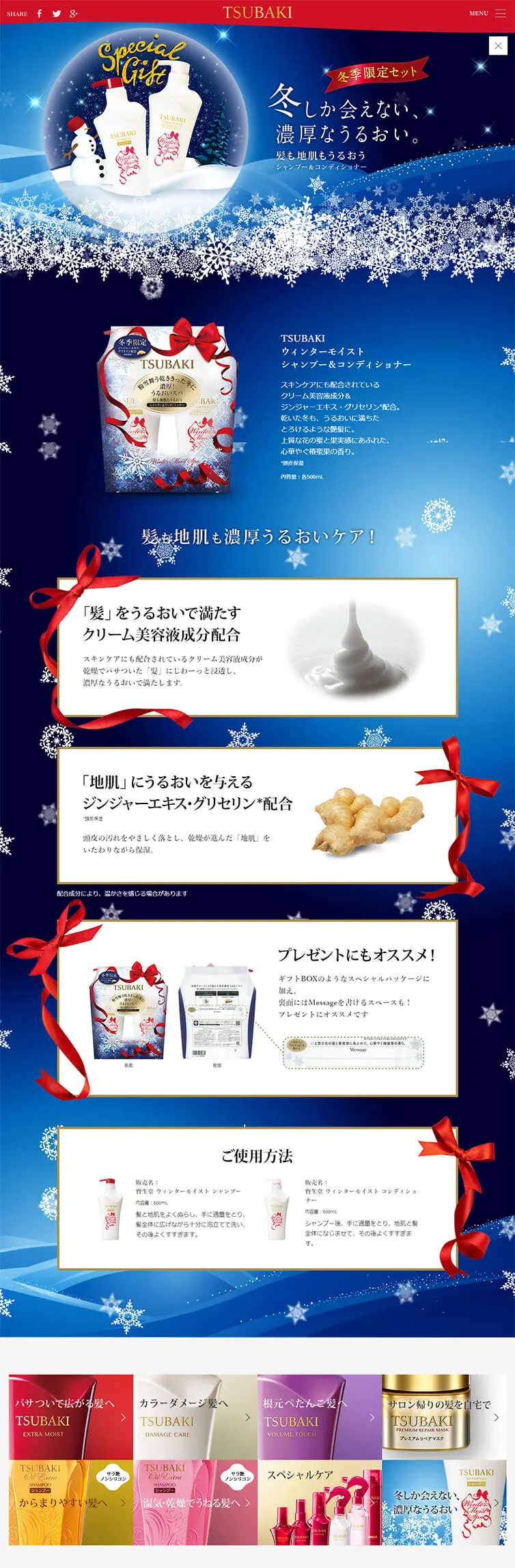 ウィンターモイスト シャンプー＆コンディショナーのLPデザイン（スキンケア・ボディケア・ヘアケア／ブルー系／キレイ系）PC版