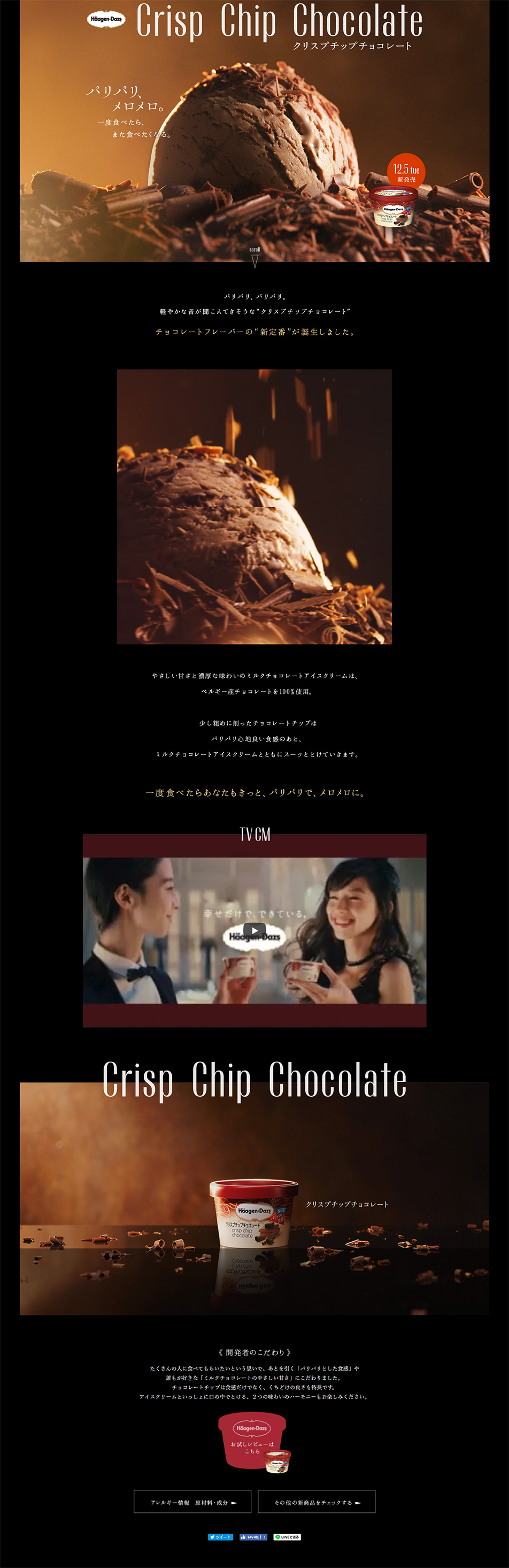 クリスプチップチョコレートのLPデザイン（スイーツ・スナック菓子／ブラック系／シンプル系）PC版