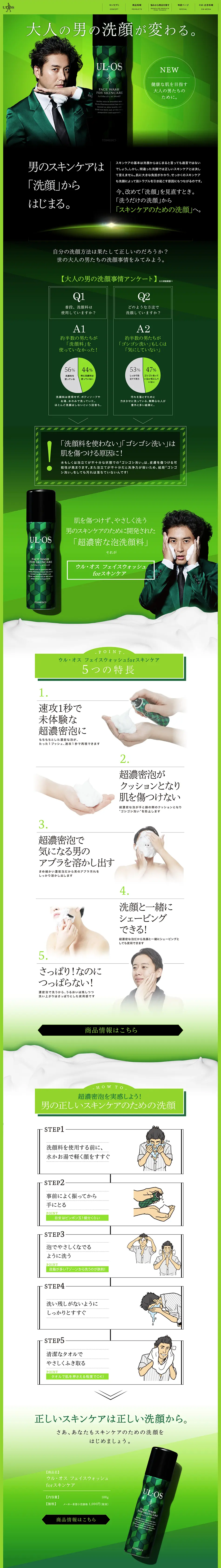 UL・OS Face Wash LP design (Skincare, Bodycare, Haircare / Green tones / Cool style) PC version