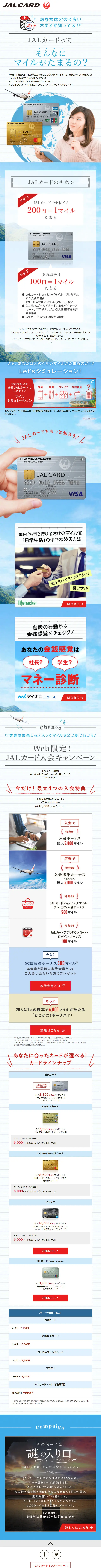 Does the JAL Card really accumulate that many miles? LP design (Services, Insurance, and Finance / White-based / Simple) Mobile version