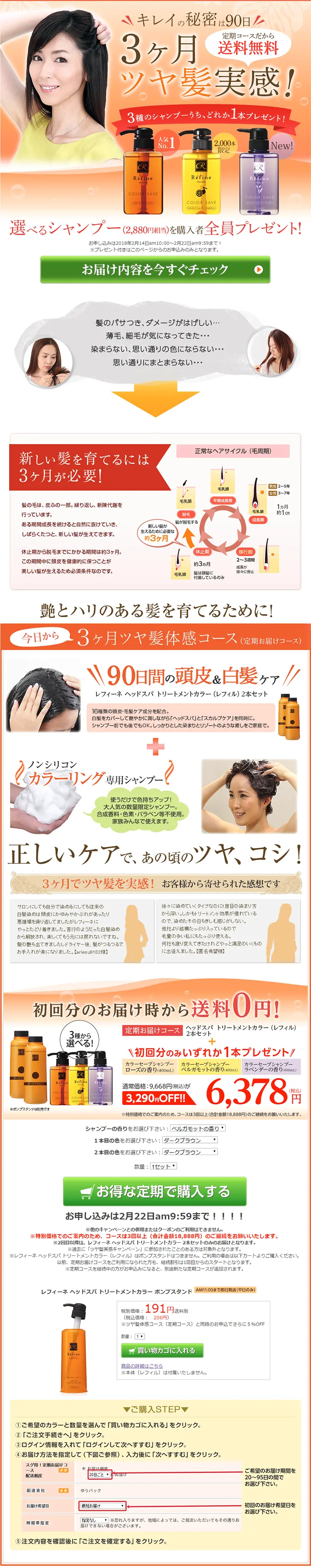 Get a free shampoo of your choice! LP design (Services, Insurance, and Finance / Orange tones / Lively type) PC version