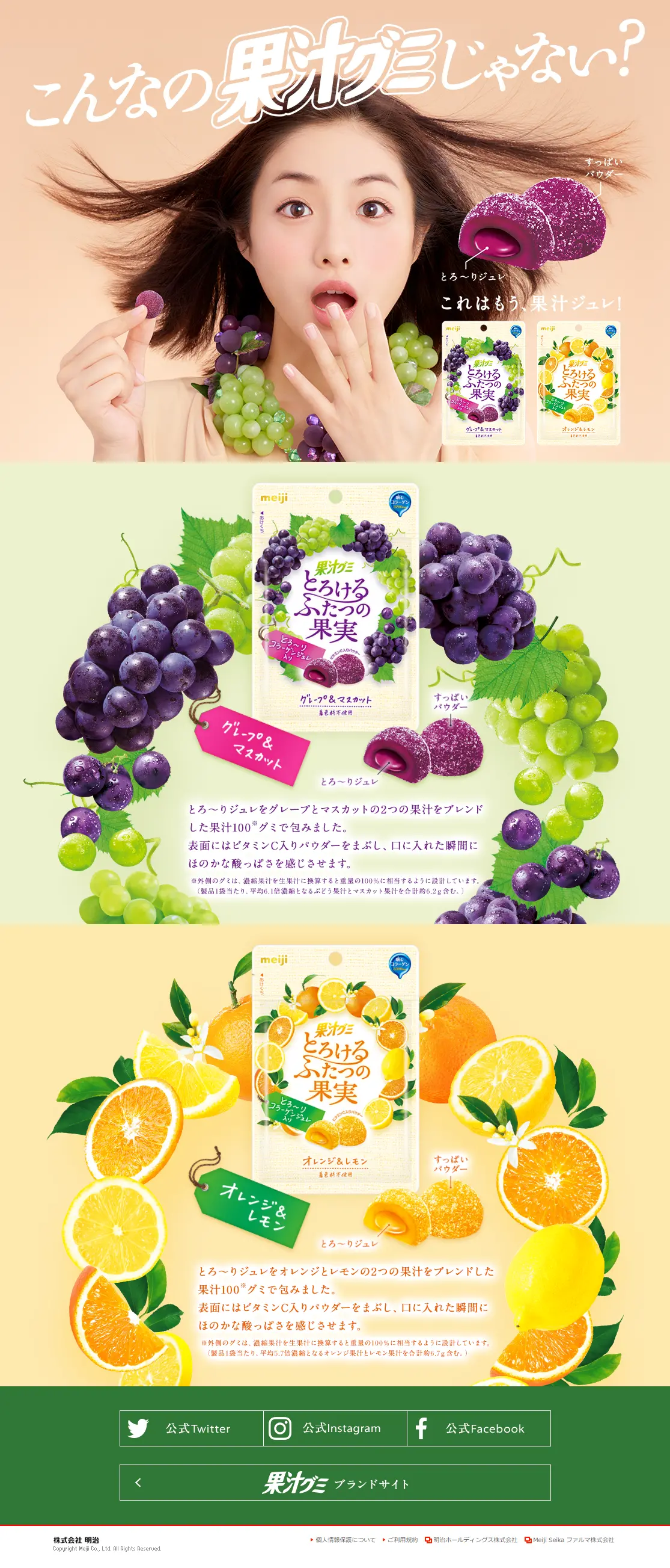 果汁ぐみ　とろけるふたつの果実のLPデザイン（スイーツ・スナック菓子／オレンジ系／にぎやか系）PC版