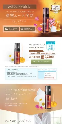 ウォッシングムースのLPデザイン（美容・スキンケア・香水／オレンジ系／キレイ系）PC版