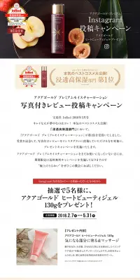 Instagram投稿キャンペーンのLPデザイン（サービス・保険・金融／レッド系／キレイ系）PC版
