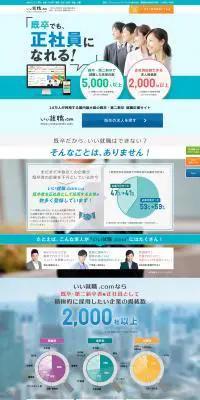 いい就職.comのLPデザイン（求人・採用関連／ブルー系／シンプル系）PC版