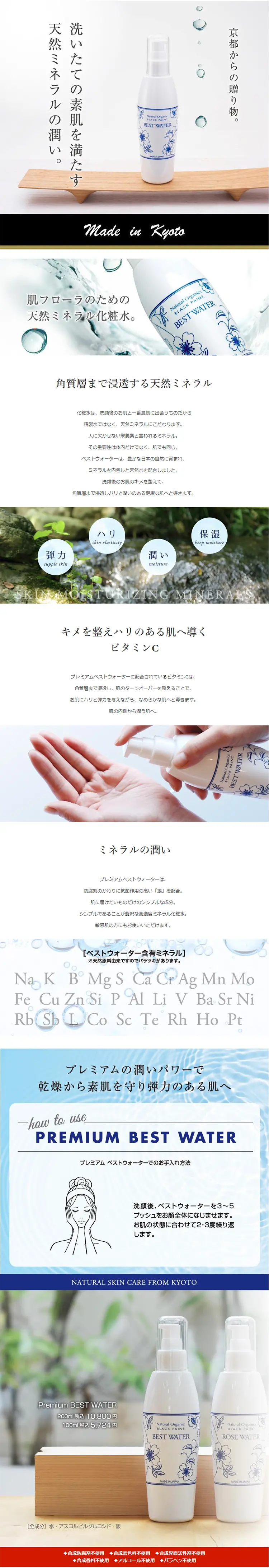 プレミアム ベストウォーター100ml ハーフのLPデザイン（美容・スキンケア・香水／ブルー系／シンプル系）PC版