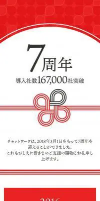 ChatWork 7th Anniversary LP design (Internet service / Red tones / Simple) Mobile version