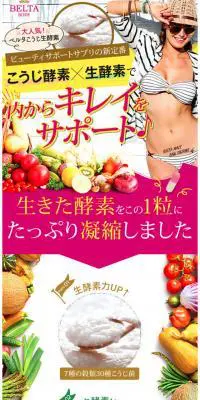 「ベルタこうじ生酵素」BELTAのLPデザイン（健康・美容食品・サプリ／イエロー系／力強い系）PC版