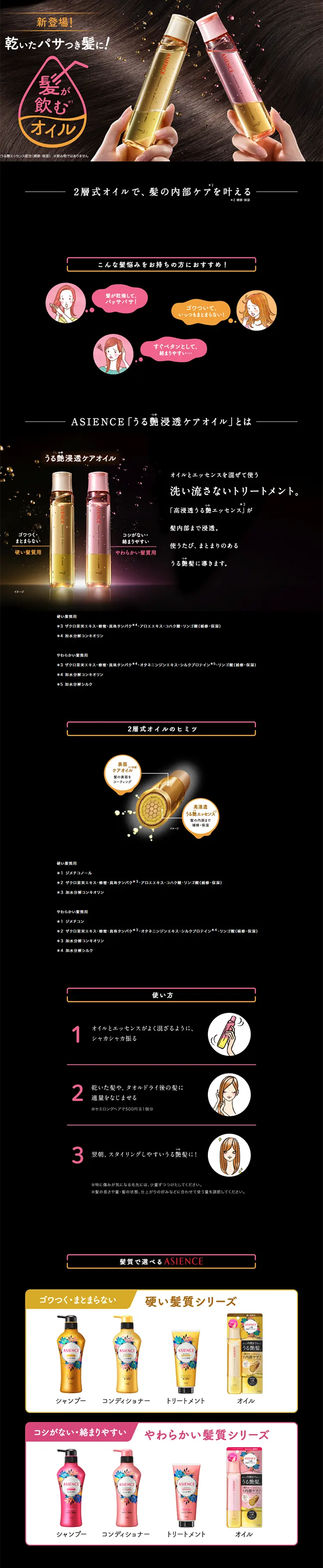 Hair-drinking oil LP design (Beauty, Skincare, Fragrance / Gold tones / Arts) PC version