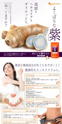 ガジュツ 紫ウコンのLPデザイン（健康・美容食品・サプリ／パープル系／キレイ系）PC版