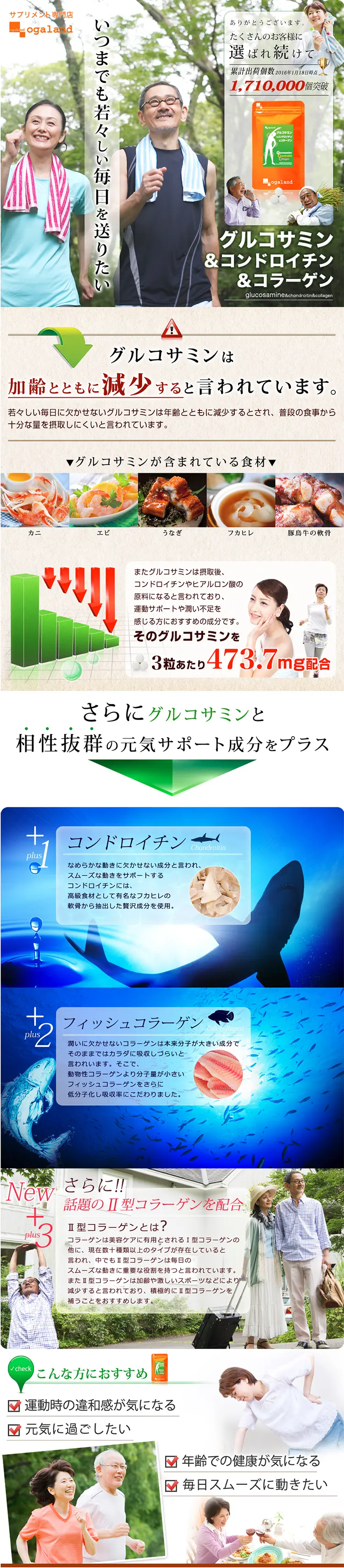 Glucosamine & Chondroitin & Collagen LP design (Health and Beauty Foods and Supplements / Multi-color type / Lively type) PC version