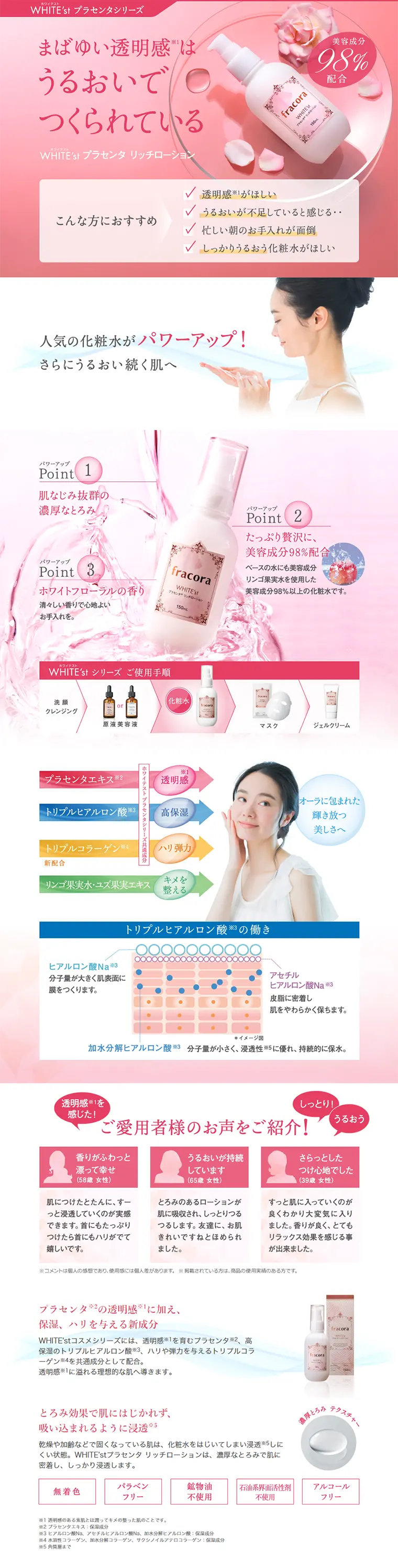WHITE'st プラセンタ リッチローション 定期便のLPデザイン（美容・スキンケア・香水／ピンク系／キレイ系）PC版