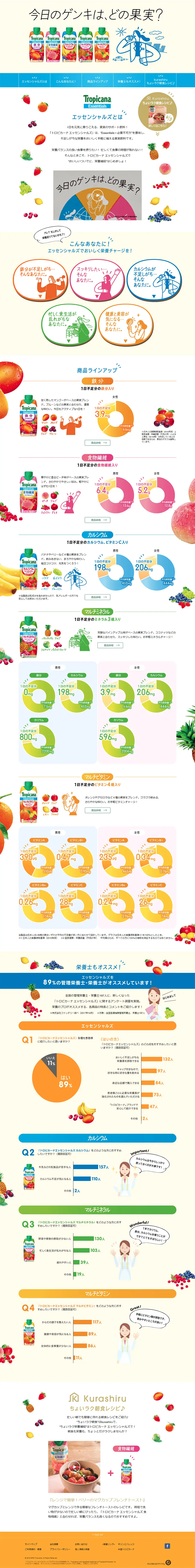 トロピカーナ　エッセンシャルズのLPデザイン（飲料・お酒／ホワイト系／シンプル系）PC版