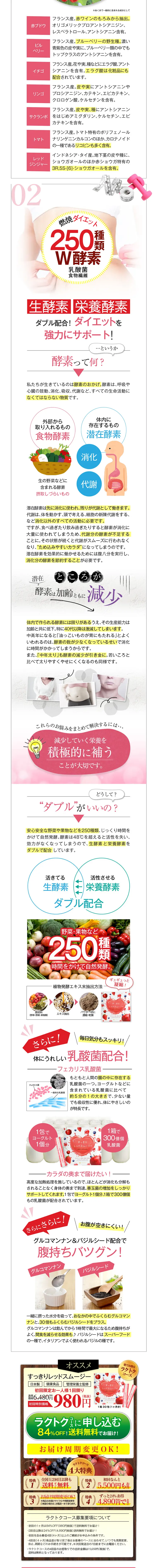 すっきりレッドスムージーのLPデザイン（健康・美容食品・サプリ／レッド系／にぎやか系）PC版