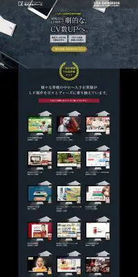 コンバージョン獲得のためのLP制作のLPデザイン（サービス・保険・金融／ブラック系／かっこいい系）PC版