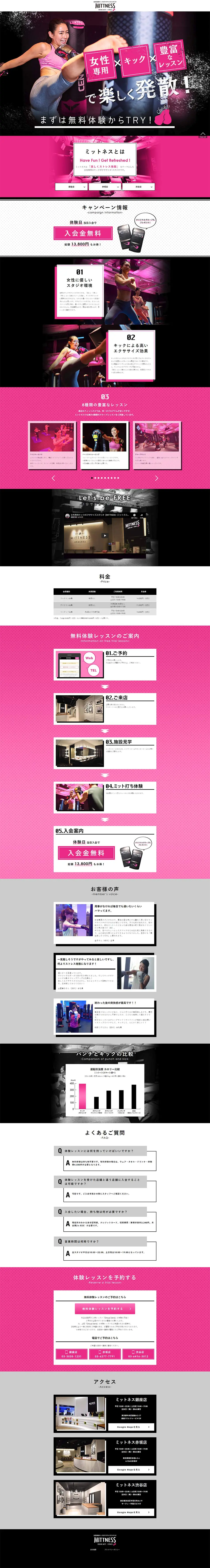 Women-only Kickboxing Exercise Studio MITTNESS LP design (Services, Insurance, and Finance / Pink shades / Strong) PC version