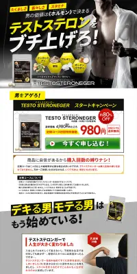 テストステロンガーのLPデザイン（健康・美容食品・サプリ／イエロー系／かっこいい系）PC版