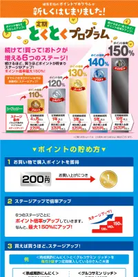 とくとくプログラムのLPデザイン（インターネットサービス／オレンジ系／にぎやか系）PC版