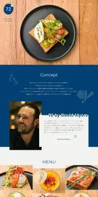 72 Degrees Juicer + Café by David MyersのLPデザイン（サービス・保険・金融／ブルー系／シンプル系）PC版