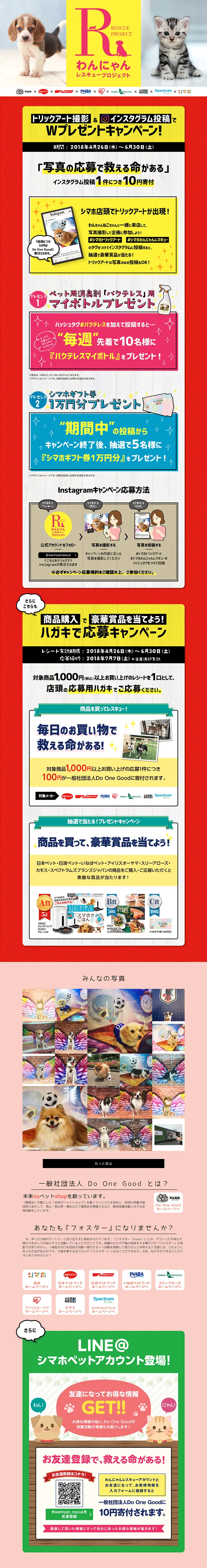 わんにゃんレスキュープロジェクトのLPデザイン（サービス・保険・金融／イエロー系／かわいい系）PC版
