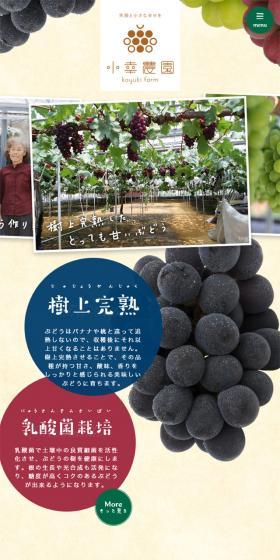 岡山の樹上完熟ぶどうのLPデザイン（食品／ベージュ系／信頼・安心系）スマホ版
