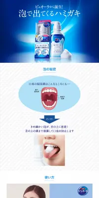 ピュアオーラ　泡で出てくるハミガキのLPデザイン（日用雑貨／ブルー系／キレイ系）PC版