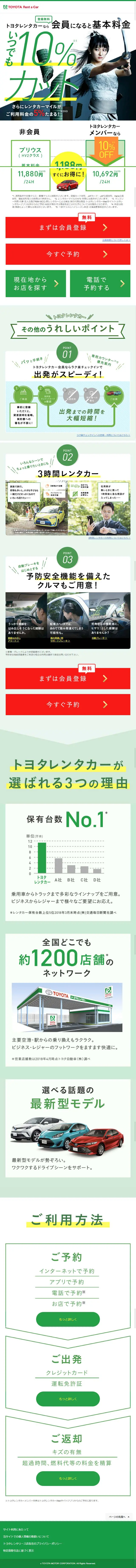 Toyota Rent-a-Car LP design (Cars, Motorcycles, Bicycles / Green tones / Cool style) Mobile version
