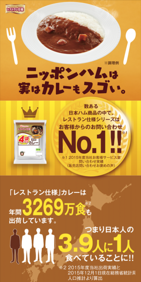 レストラン仕様カレーのLPデザイン（食品／イエロー系／にぎやか系）スマホ版