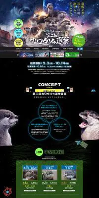第二回 カワウソゥ選挙開催！のLPデザイン（サービス・保険・金融／ブラック系／にぎやか系）PC版