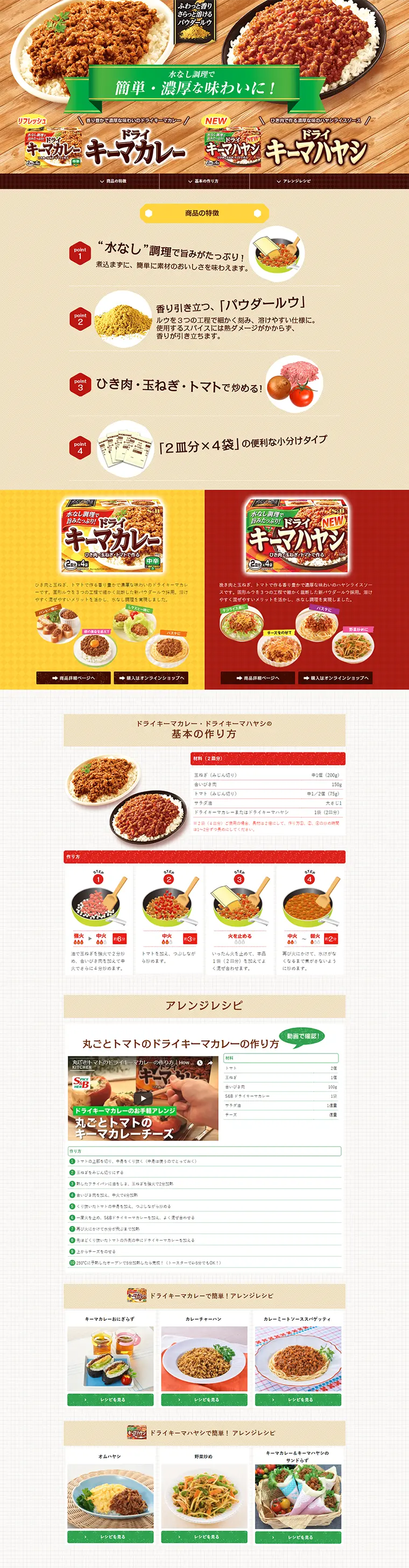 ドライキーマカレーのLPデザイン（食品／ベージュ系／にぎやか系）PC版