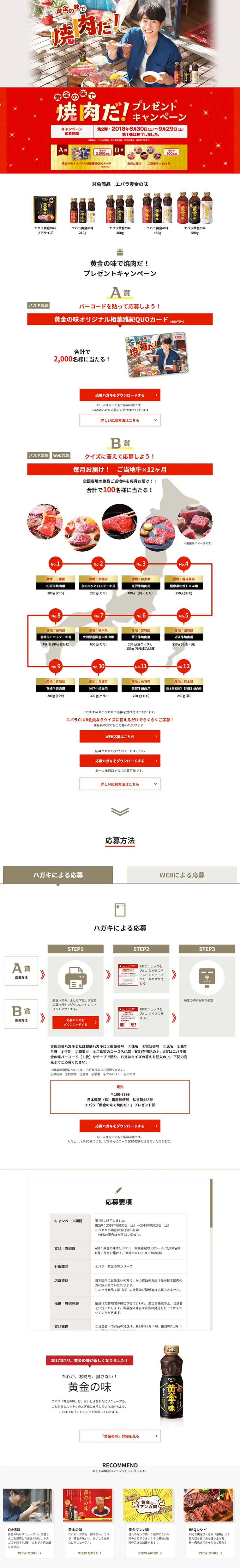 Yakiniku with Ohgon no Aji! Gift Campaign LP design (Services, Insurance, and Finance / Red tones / Lively type) PC version