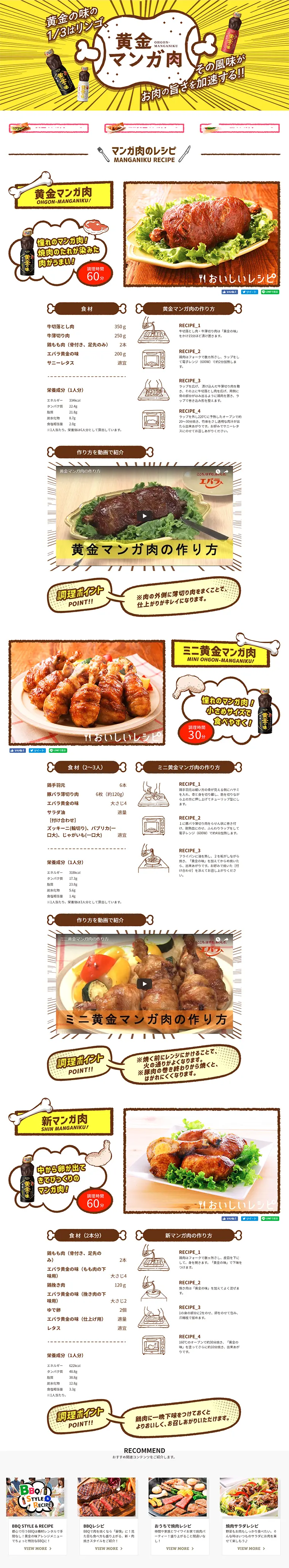 黄金マンガ肉のLPデザイン（食品／イエロー系／シンプル系）PC版