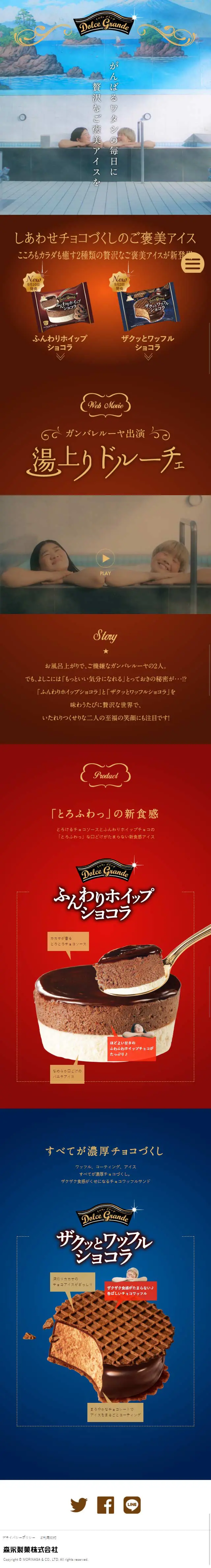 A rewarding ice cream lavishly filled with happy chocolate LP design (Sweets and Snacks / Red tones) Mobile version