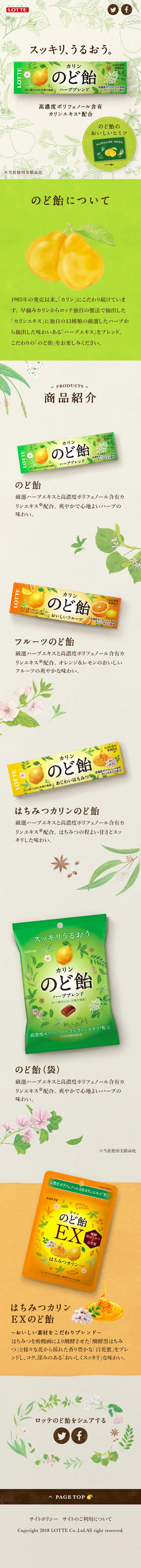 Lotte Throat Lozenge LP design (Sweets and Snacks / Green tones / Health and Wellness) Mobile version