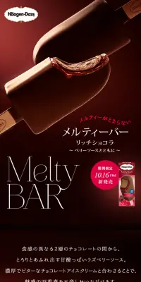 メルティーバー リッチショコラ ～ベリーソースとともに～のLPデザイン（スイーツ・スナック菓子／ブラウン系／アート・芸術系）スマホ版