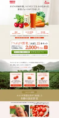 つぶより野菜のLPデザイン（飲料・お酒／グリーン系／キレイ系）PC版