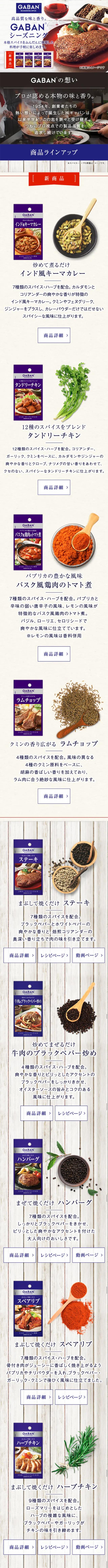 GABAN　シーズニングのLPデザイン（食品／ブルー系／キレイ系）スマホ版
