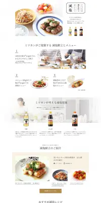 いつもの調味料でおいしく減塩のLPデザイン（インターネットサービス／ブラック系／シンプル系）PC版