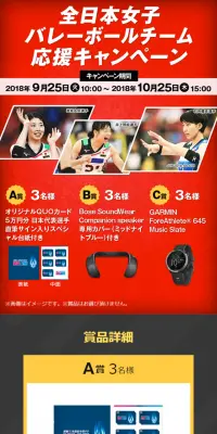 全日本女子バレーボールチーム応援キャンペーンのLPデザイン（サービス・保険・金融／レッド系／かっこいい系）スマホ版