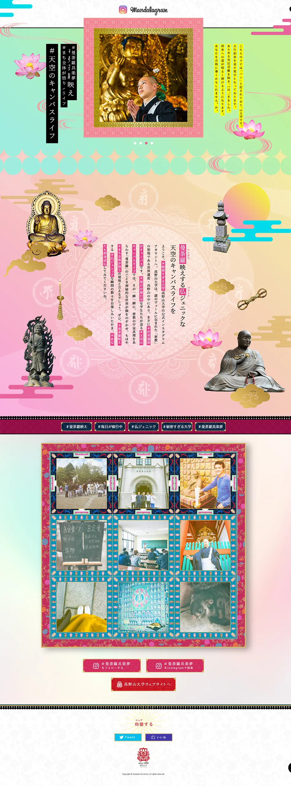 Koyasan University Official Instagram "Mandara Guramu" LP design (school / Green tones / Cute style) PC version