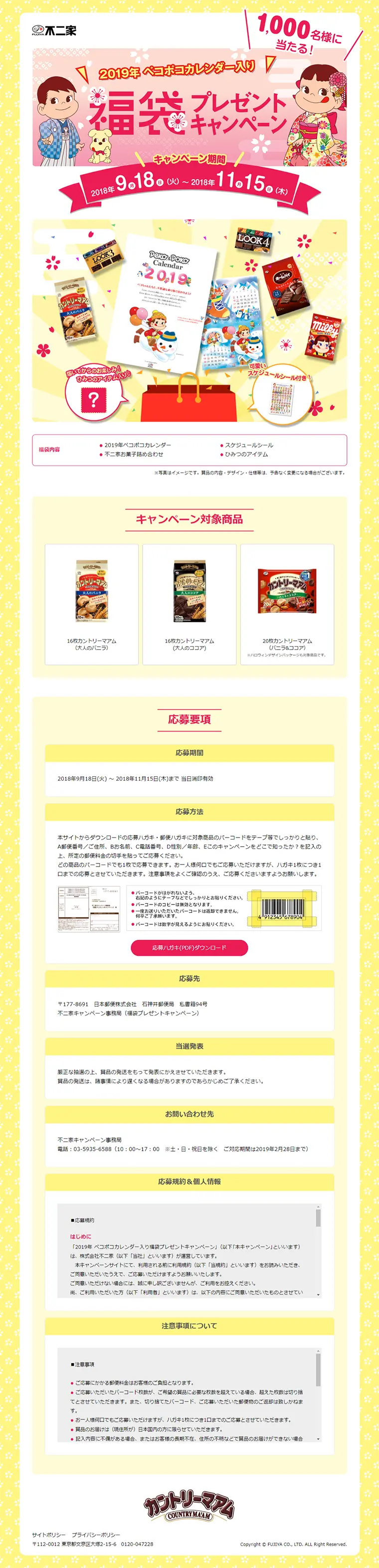 Lucky Bag Present Campaign LP design (Services, Insurance, and Finance / yellow / Cute style) PC version
