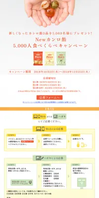 Newカンロ飴　5000人食べくらべキャンペーンのLPデザイン（サービス・保険・金融／イエロー系／シンプル系）PC版