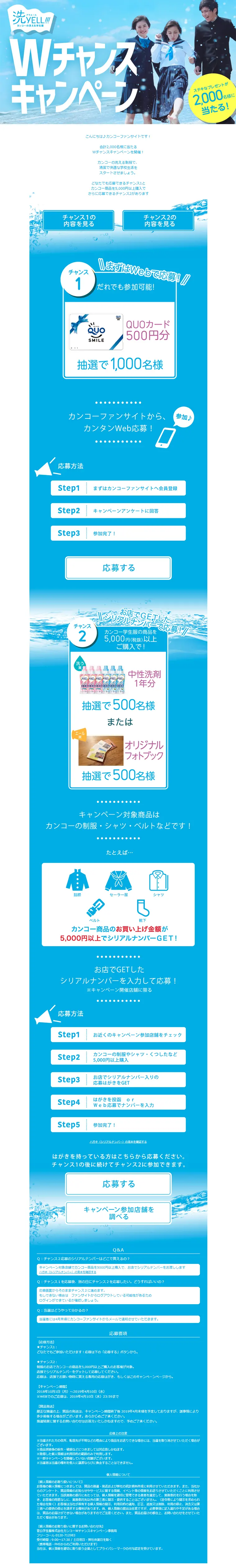 WチャンスキャンペーンのLPデザイン（サービス・保険・金融／ブルー系／シンプル系）PC版
