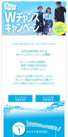 WチャンスキャンペーンのLPデザイン（サービス・保険・金融／ブルー系／シンプル系）スマホ版