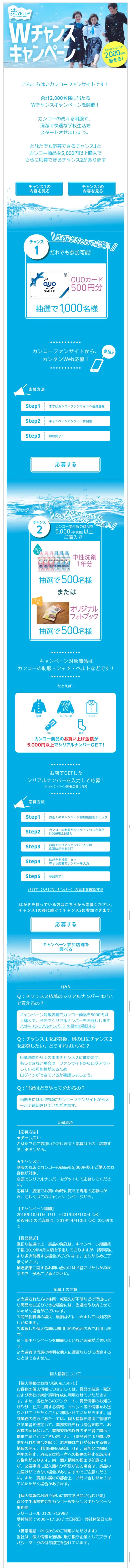 WチャンスキャンペーンのLPデザイン（サービス・保険・金融／ブルー系／シンプル系）スマホ版