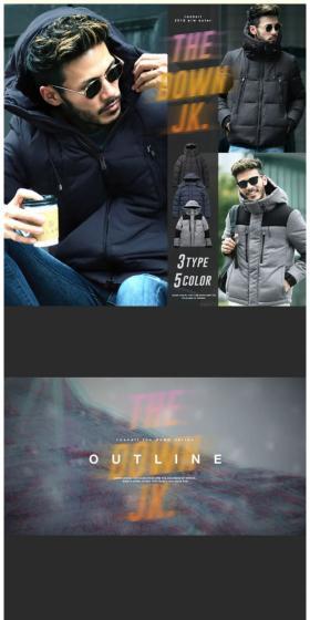 roshell 3TYPE Down Jacket LP design (fashion / Shades of grey / Simple) Mobile version