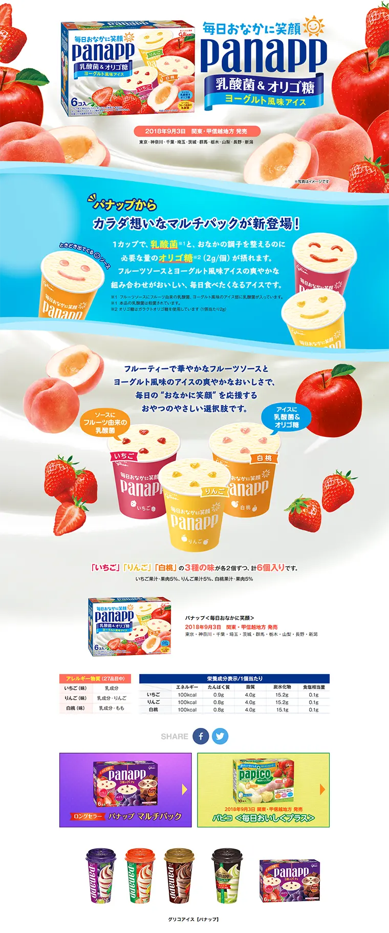 パナップ＜毎日おなかに笑顔＞のLPデザイン（スイーツ・スナック菓子／ブルー系／キレイ系）PC版