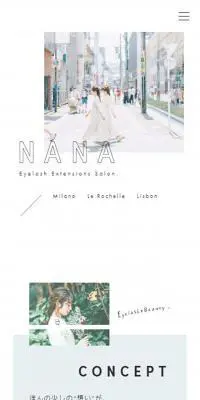 NANAのLPデザイン（ネイル・マツエク／ホワイト系／シンプル系）スマホ版